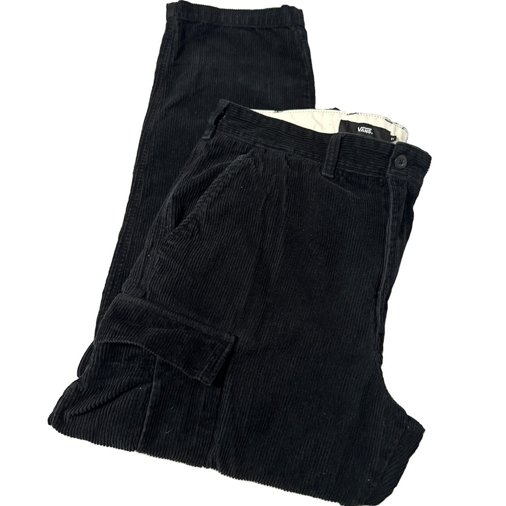 Vans Service Cargo Corduroy Pants Loose Tapered Fit Black Mens Size 31  Skater